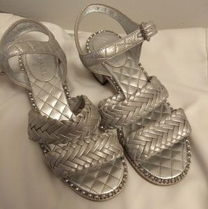 Chanel Metallic Braid Sandals